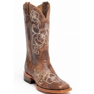 SHYANNE WOMEN'S LASY FLORAL EMBROIDERED WESTERN BOOTS - BROAD SQUARE TOE/ COWBOY